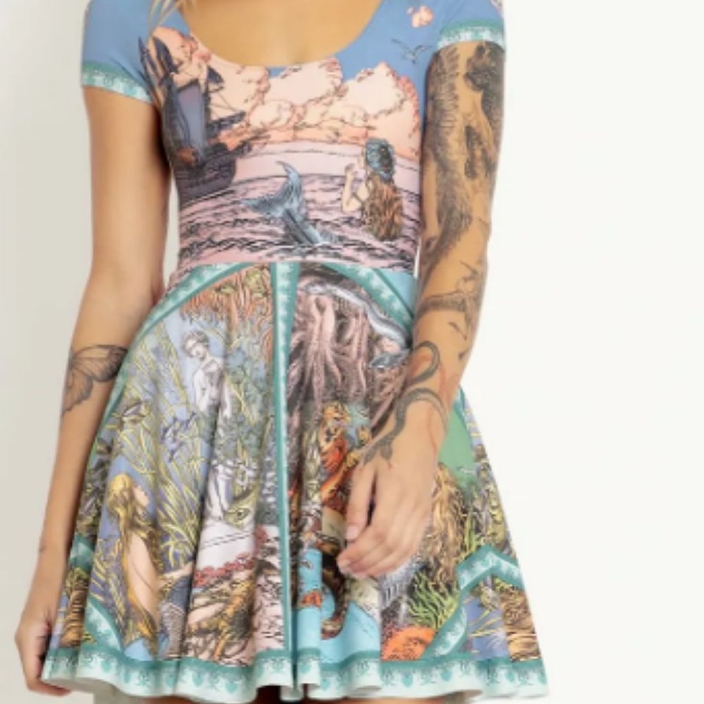Blackmilk Little Mermaid Cap Sleeve Skater Dress